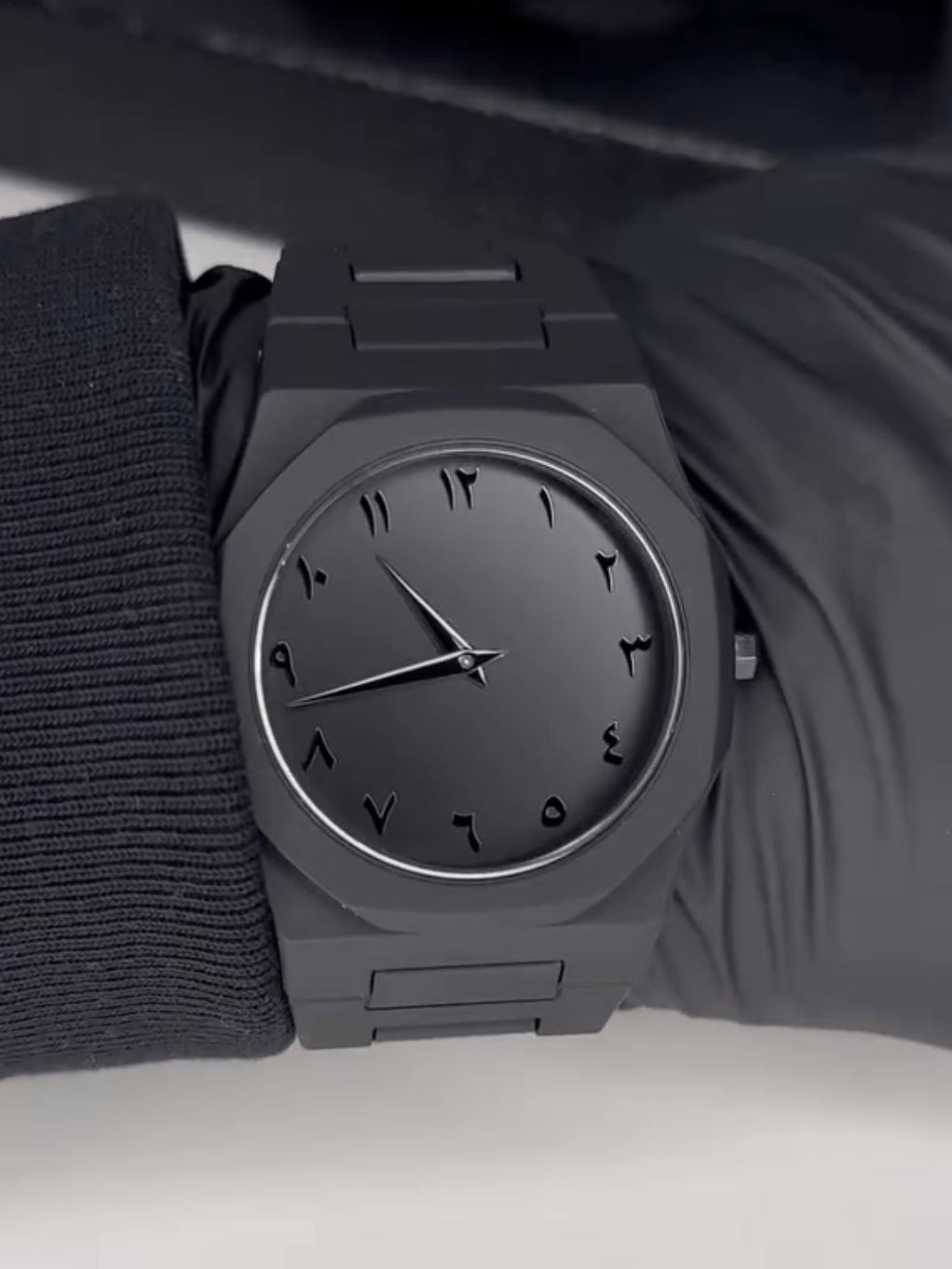 Black Arabic Aura Watch – Lightweight Design, Arabic Dial Full Black Aura Wrist Watch