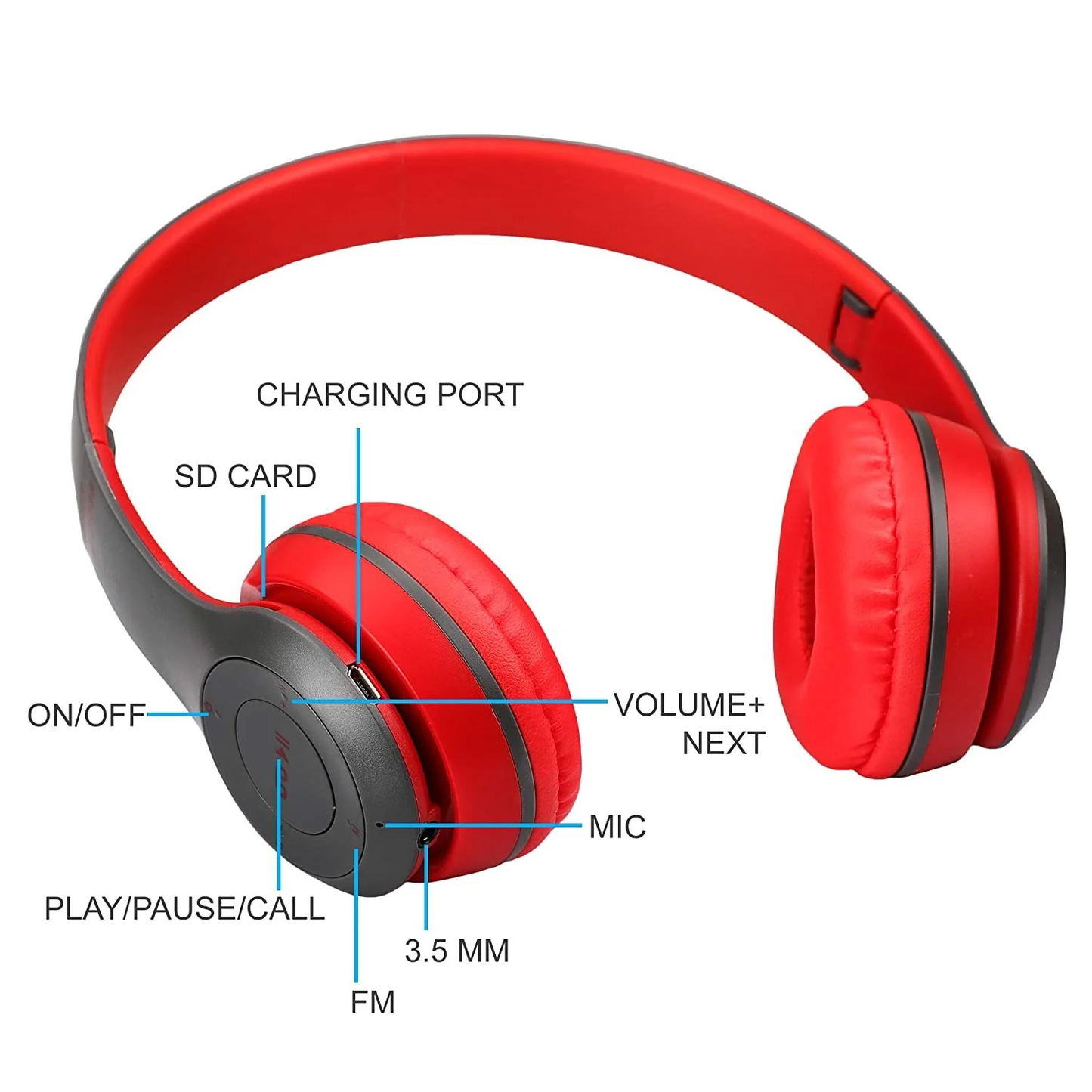 Wireless Headphones, P47 Bluetooth Foldable Headset with Microphone