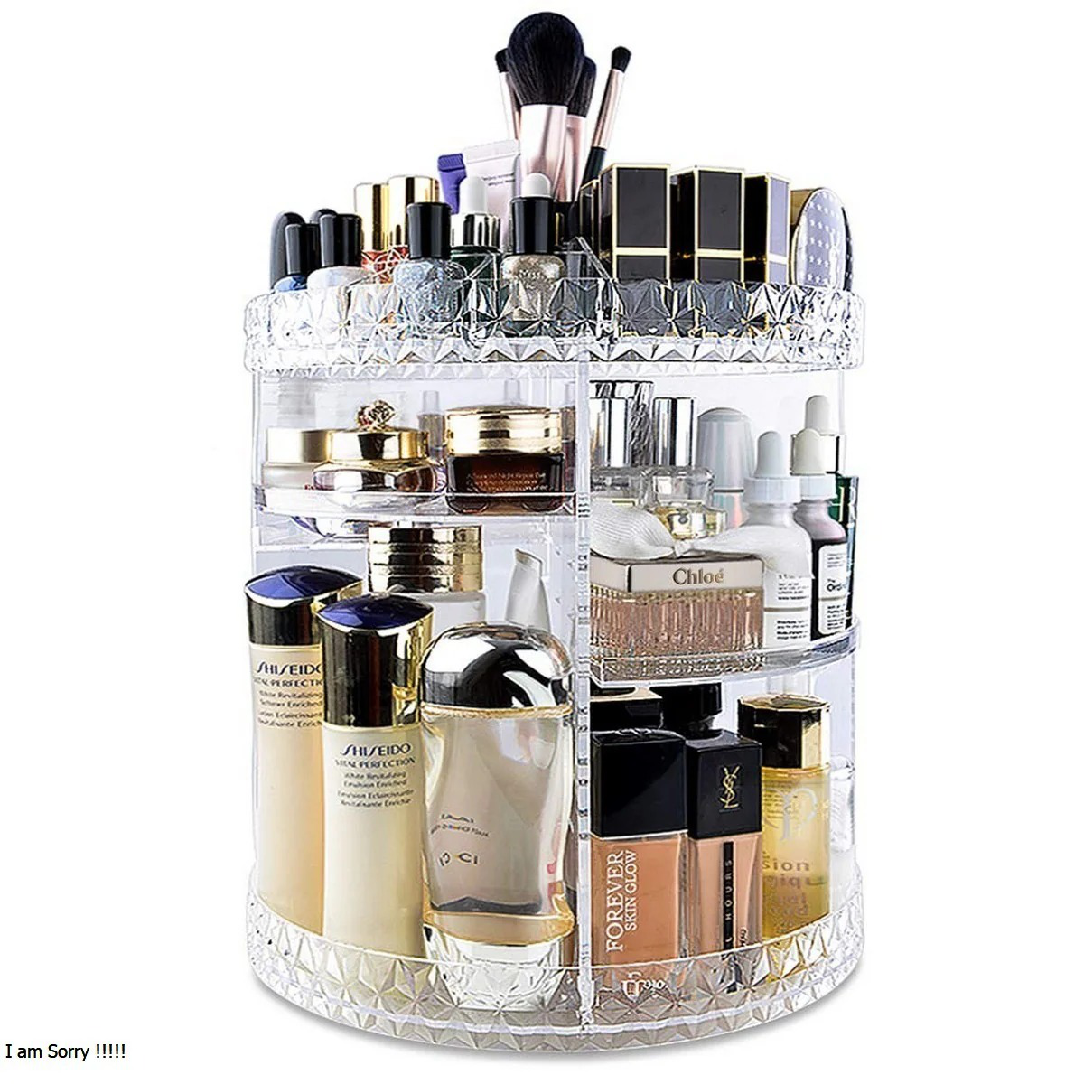 360 DEGREE ROTATING MAKEUP ORGANIZER HEIGHT ADJUSTABLE COSMETICS STORAGE