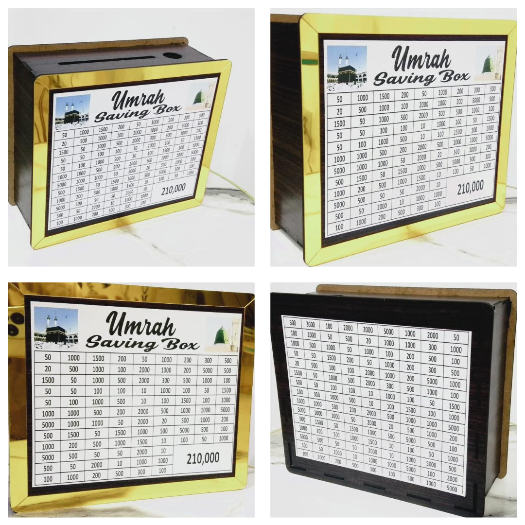 Umrah Saving Box – Box For Umrah Saving | Umrah Saving Box – Best Quality Umrah Saving Box – Umrah Saving Box, Wooden Money Box For Umrah – 210,000