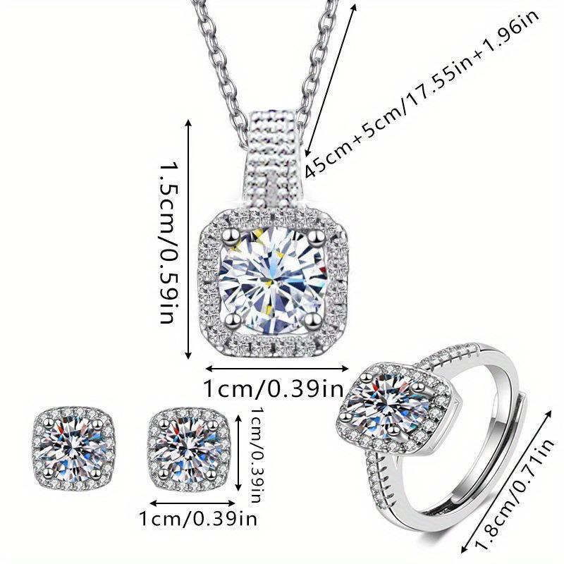 3 pic Silver plated square Design Crystal