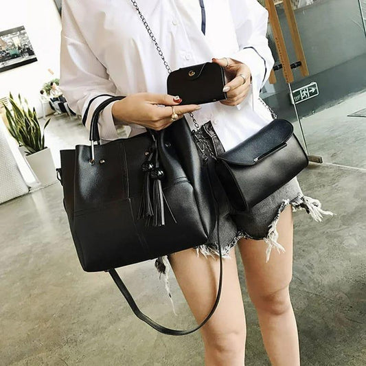 Women;s PU Leather plain Hand Bag Set