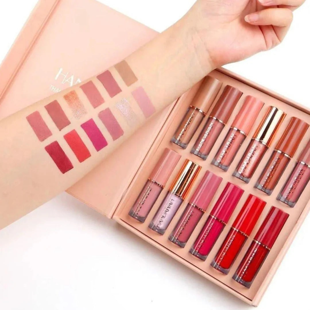 Super Glossy 12-Piece Lip Set | Vibrant Colors and Smooth Finish