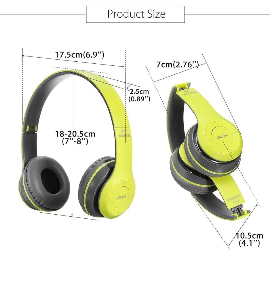 Wireless Headphones, P47 Bluetooth Foldable Headset with Microphone