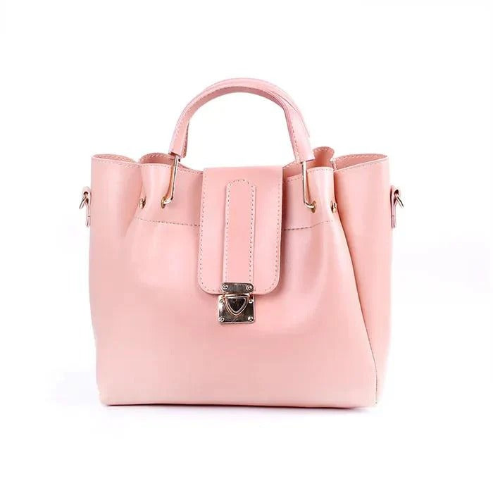 Girl's PU Leather Plain HAND Bag set