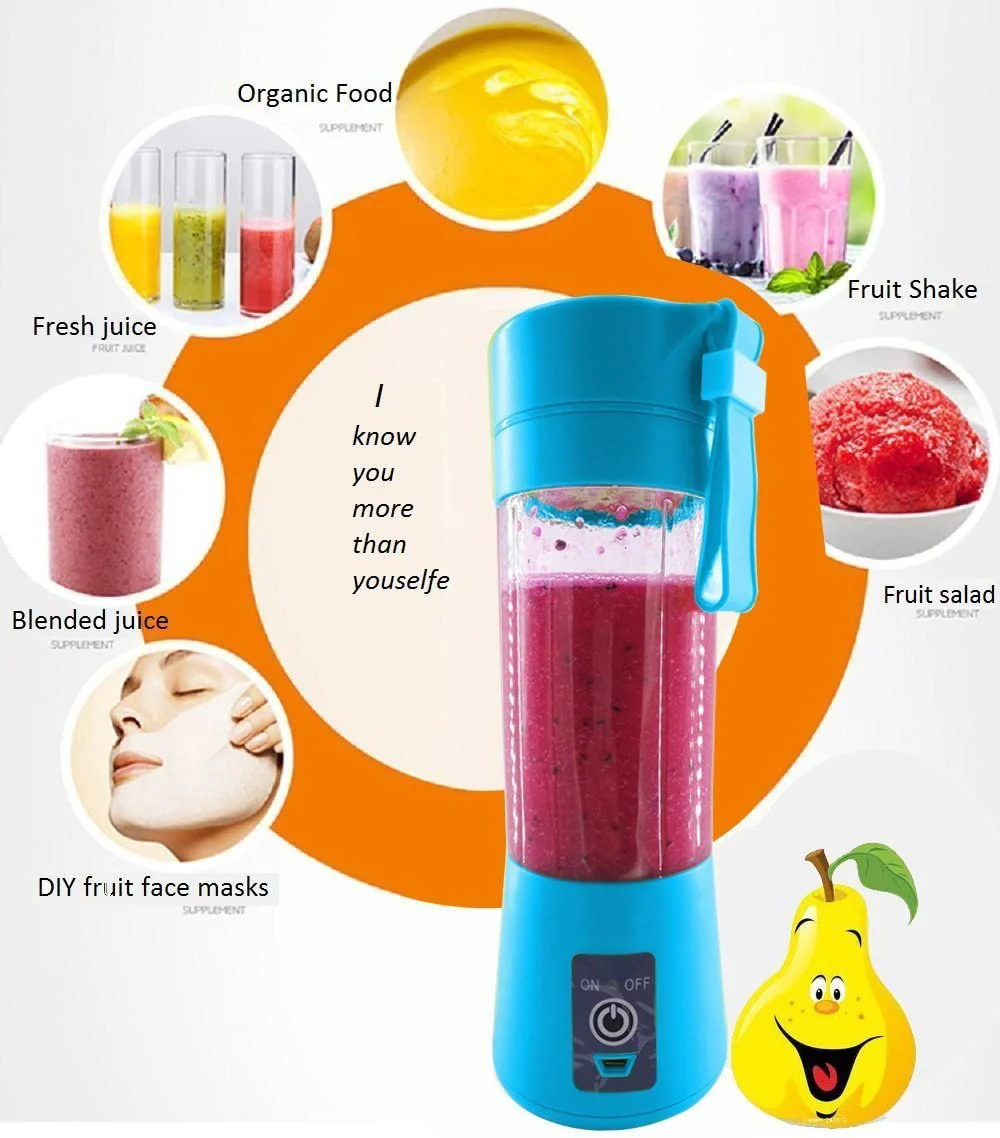 Electric Blender Mini Portable Juicer 380ml Usb Rechargeable (random Color)