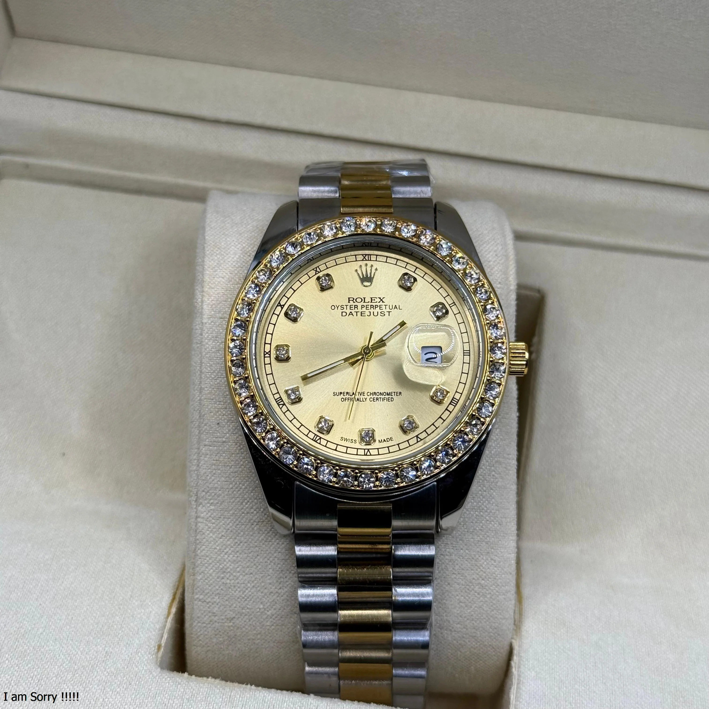 Rolex oyster perpetual truetone with golen dial with date