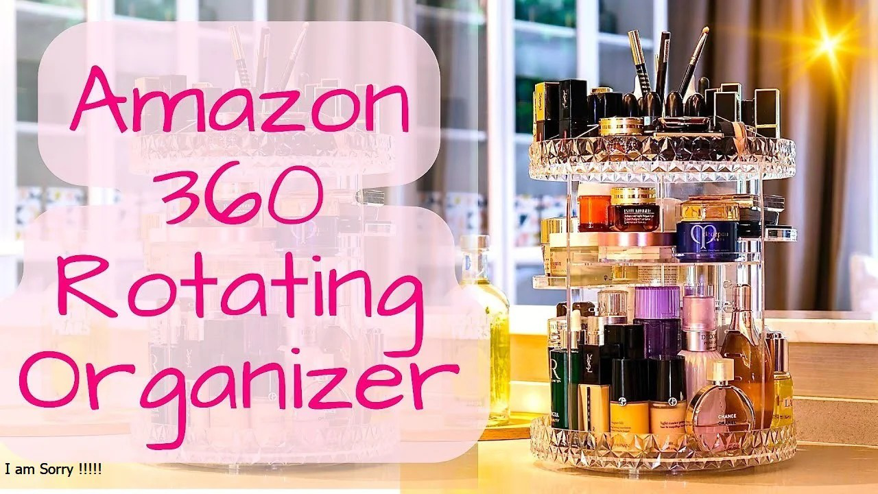 360 DEGREE ROTATING MAKEUP ORGANIZER HEIGHT ADJUSTABLE COSMETICS STORAGE